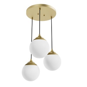 3-Light Hepburn Cased White Glass Round Pendant Cluster Ceiling Light - Hunter Fan - 1 of 4