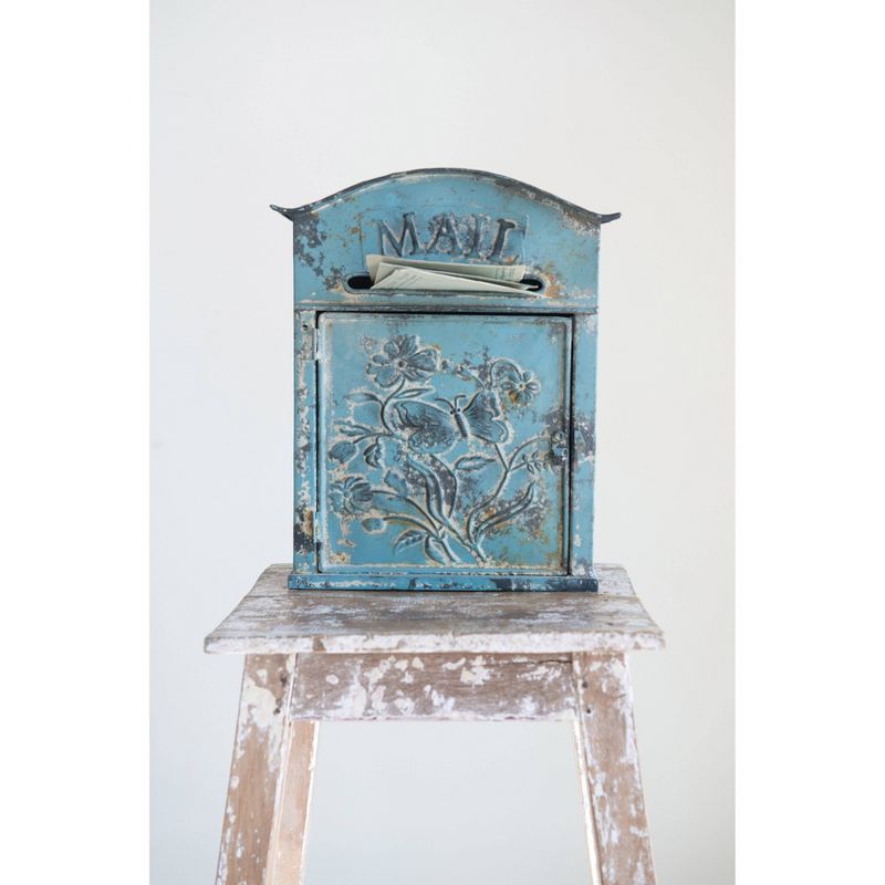Embossed Tin Mail Box Blue - Storied Home, 4 of 11