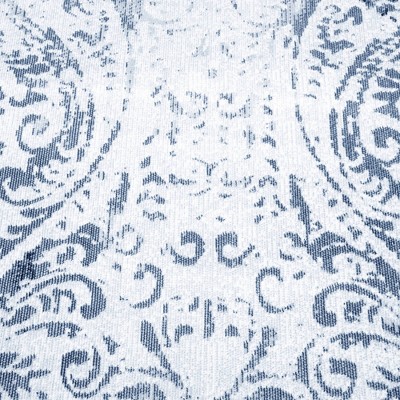 Ivory/Blue Rectangular Synthetic Medallion Indoor/Outdoor Rug