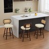 Counter Height Bar Stools with PU Leather Seat,26 Inch Swivel Counter Stools for Kitchen Island,Rattan Bar Stools with Walnut Finish-Cuddlewood - 3 of 4
