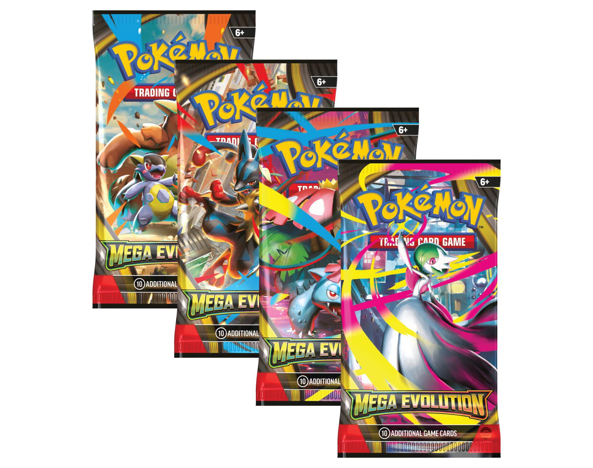 Pokemon ME1 Mega Evolution Art Set | 4 Booster Packs (One of Each Artwork)