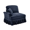 Vynxaria Modern Chenille Sofa Blue, W/1 Pillow, Detachable Ruffle Skirts (2 Styles), Multi-Module, Curved Petal Armrests & Spindle Legs - 2 of 4
