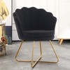 Vanity Chair with Back, Teddy Fleece Shell Accent Chair for Living Room, Criss Cross Chair with Gold Legs, Makeup Chair for Bedroom Desk Chair - 3 of 4