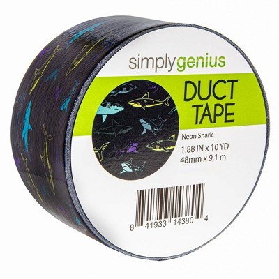 Simply Genius Pattern Duct Tape Heavy Duty, Colored Duct Tape, Single Roll 1.8 in x 10 yards, Colorful Tape for DIY (Neon Shark)
