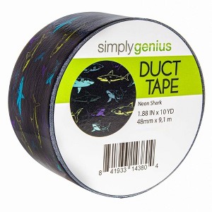 Simply Genius Pattern Duct Tape Heavy Duty, Colored Duct Tape, Single Roll 1.8 in x 10 yards, Colorful Tape for DIY (Neon Shark) - 1 of 4