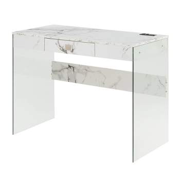 42" SoHo Glass Desk with Charging Station - Breighton Home