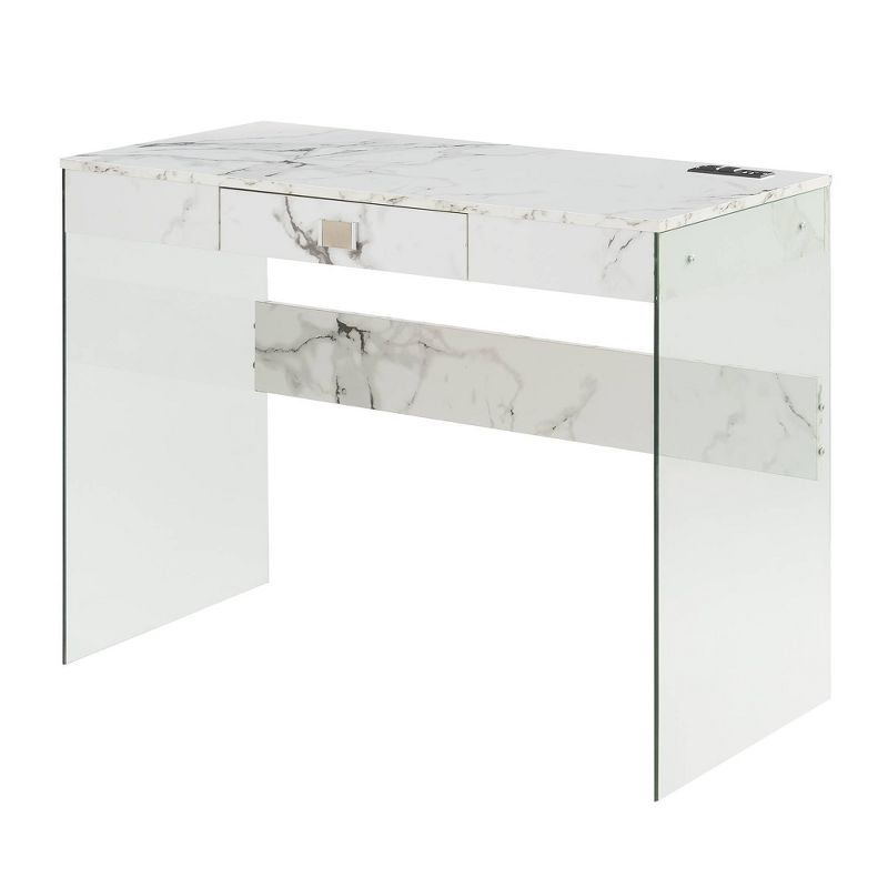 42" SoHo Glass Desk with Charging Station - Breighton Home, 1 of 8