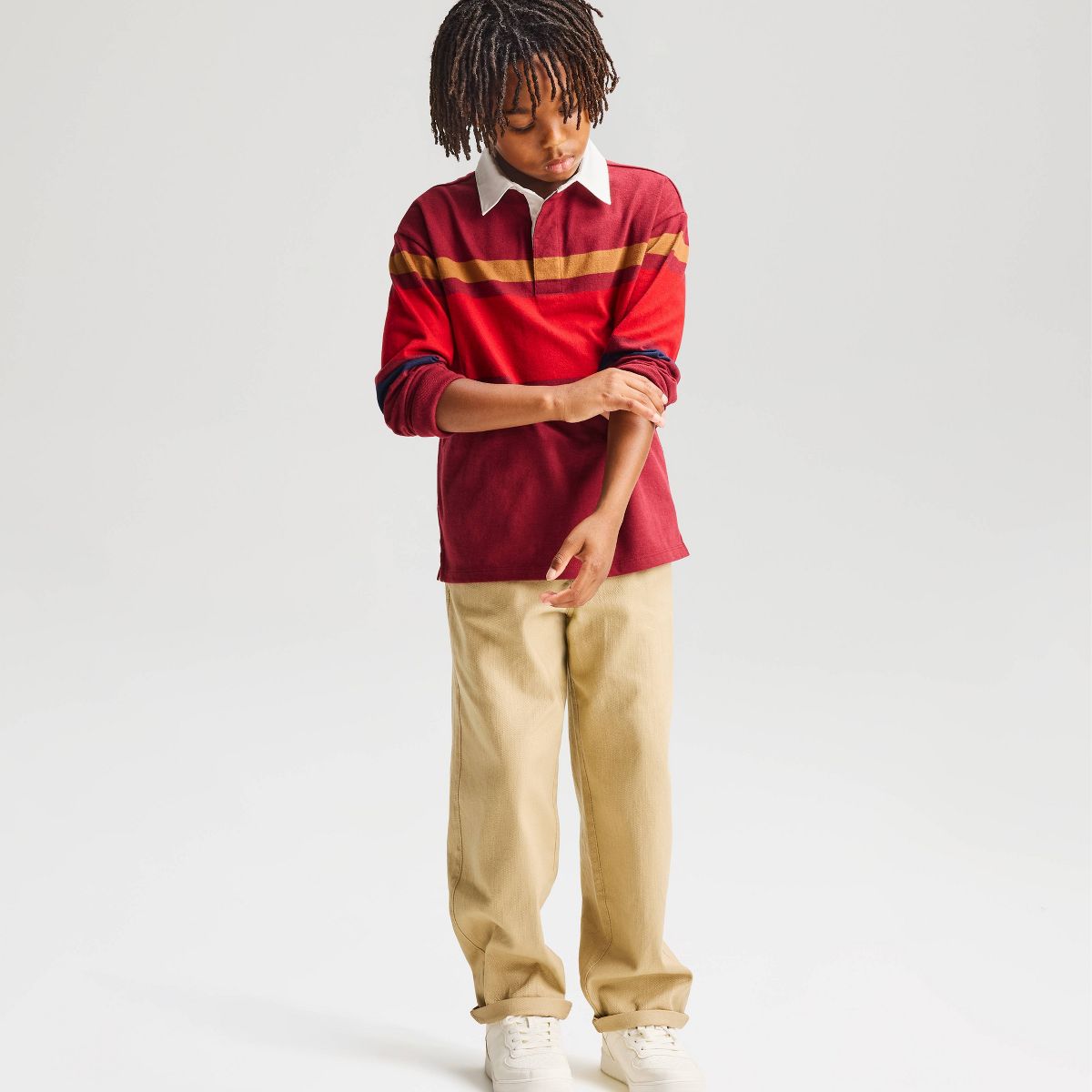 Boys' Long Sleeve Relaxed Fit Striped Rugby Polo Shirt - Cat & Jack™ - thumbnail 7