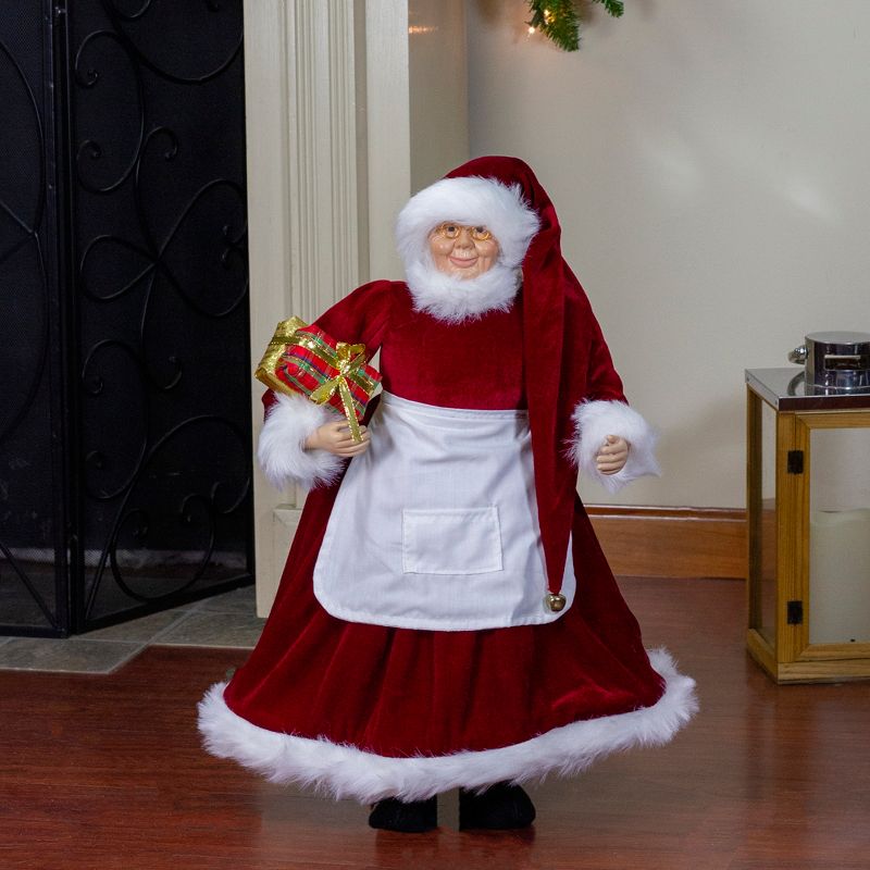 Northlight 24" Traditional Mrs Claus with Braided Hair and Gifts Christmas Figure, 2 of 7