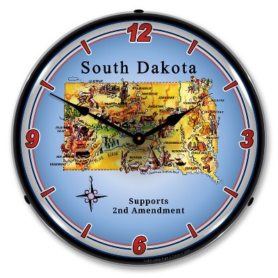 Collectable Sign & Clock | South Dakota Supports the 2nd Amendment LED Wall Clock Retro/Vintage, Lighted