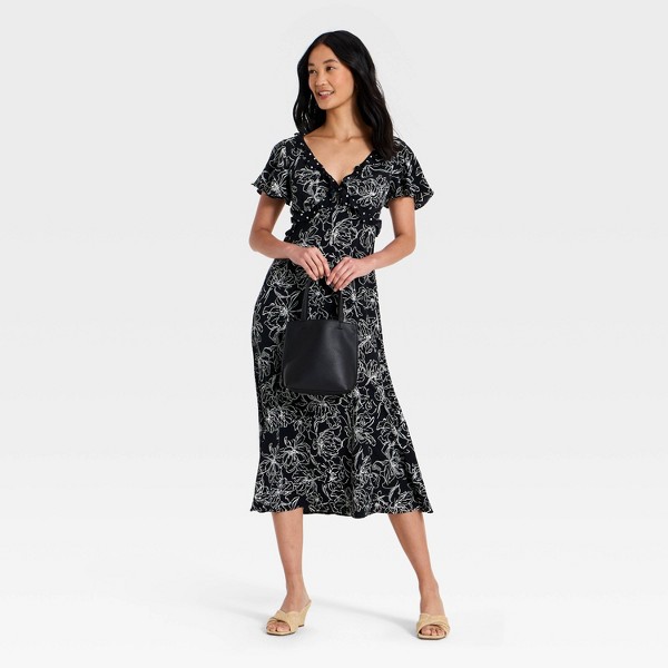 Vestido midi con escote en V y mangas cortas de volante para mujer - A New Day™ 3