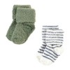 Hudson Baby Infant Boy Cozy Chenille Newborn and Terry Socks, Green Blue Stripe - 4 of 4