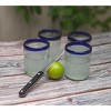 Dos Sueños Mexican Hand Blown Tumblers - Blue Rim - 10oz - Set of 4 - 2 of 4