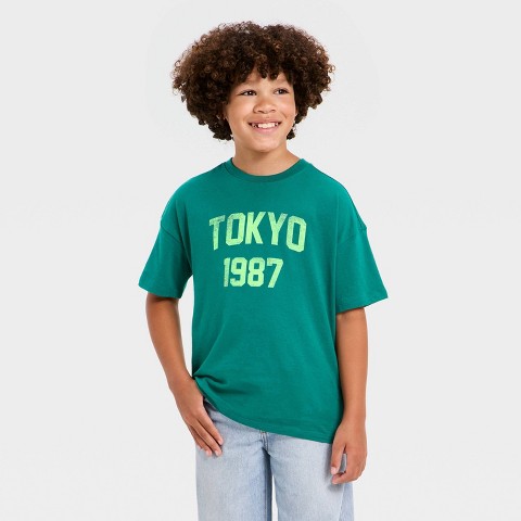 Детские Cat & Jack Boys' Short Sleeve Oversized Graphic T-Shirt - Cat & Jack™ Green M