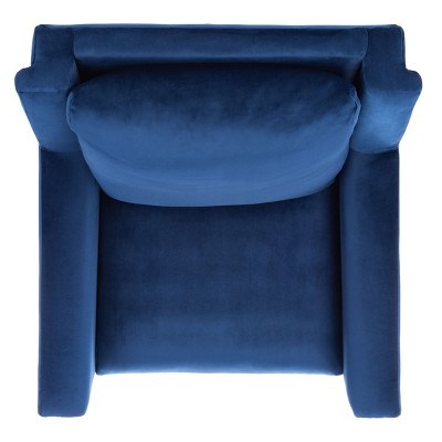 Contemporary Navy Velvet Armchair with Solid Oak Legs