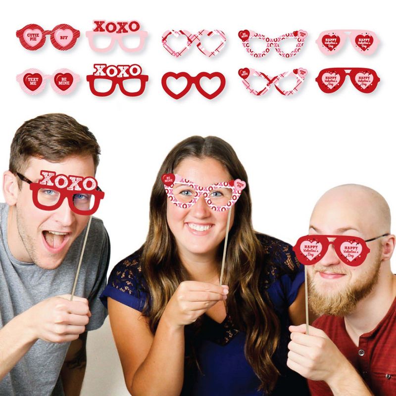 Big Dot of Happiness Conversation Hearts Glasses - Paper Card Stock Valentine's Day Party Photo Booth Props Kit - 10 Count, 2 of 6