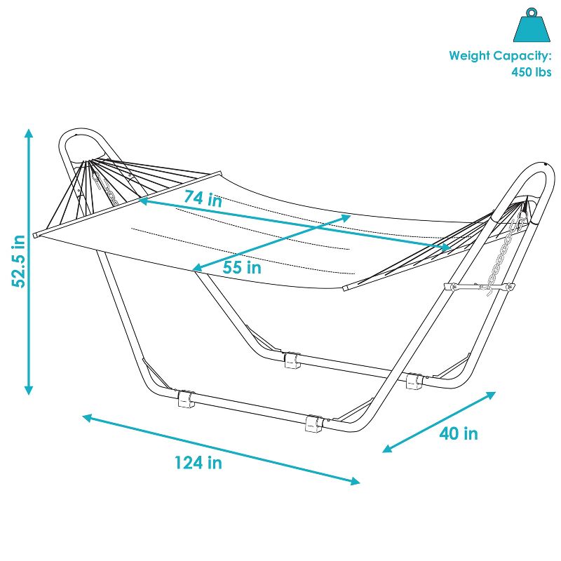 Sunnydaze Double Quilted Fabric Hammock with Universal Steel Stand - 450-Pound Capacity, 4 of 16