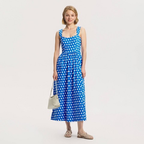 Женские платья A New Day Women's Wide Straps Midi A-Line Dress - A New Day™ Blue Polka Dot XS