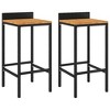 vidaXL Bar Stools 2 pcs Black Poly Rattan and Solid Wood Acacia - 2 of 4