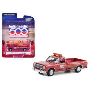 1987 Dodge Ram D-250 Pickup Truck "500 Mile Race Dodge Official Truck" Red with Stripes 1/64 Diecast Model Car by Greenlight - 1 of 3