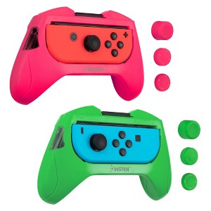 Insten 2 Pack Controller Grips Compatible with Nintendo Switch Joy-Con Controllers, Neon Pink, Neon Green - 1 of 4