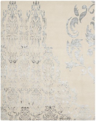 Gray and Beige Hand-Knotted Wool Geometric Area Rug, 8' x 10'