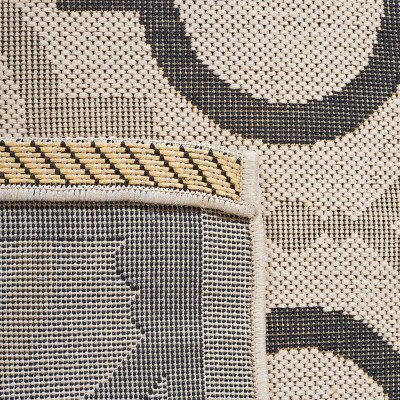 Beige and Black Geometric Indoor/Outdoor Area Rug