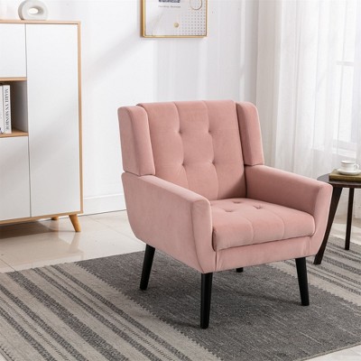 Munora Modern Velvet Accent Chair - Ergonomic Living Room/Bedroom Chair with Padded Seat & Black Legs, 29.5"W x 29.5"D x 34.6"H