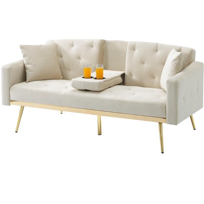 DOMETOUR 67.7 Inches Futon Sofa Bed, Modern Convertible Sofa Bed for Living Room Bedroom