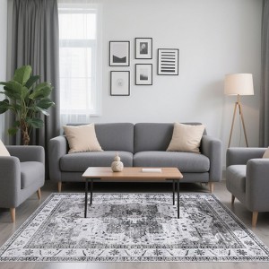 Area Rugs for Living Room - Machine Washable Non Slip Vintage Rugs, Low Pile Lightweight Chenille Print Rug for Bedroom, Dining Room, Home Office - 1 of 4