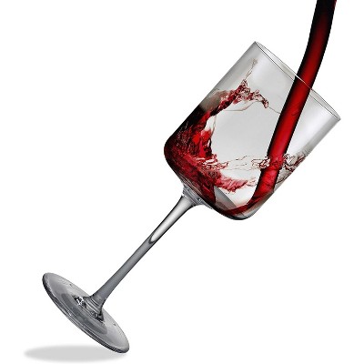 Elegant Crystal Straight Edge Wine Glass Set of 4 (15oz)