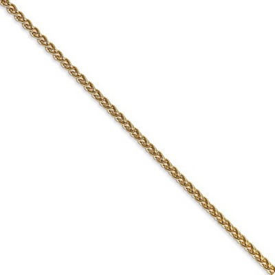Black Bow Jewelry 2.1mm 14k Yellow Gold Solid Wheat Chain Necklace