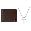 Steeltime Men's Braided Vegan Leather Cross Wallet and Cross Pendant Set - 3 of 4
