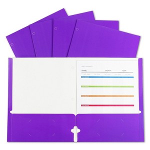 2-Pocket Laminated Paper Portfolios with 3-Hole Punch, Purple, Box of 25 - 1 of 1