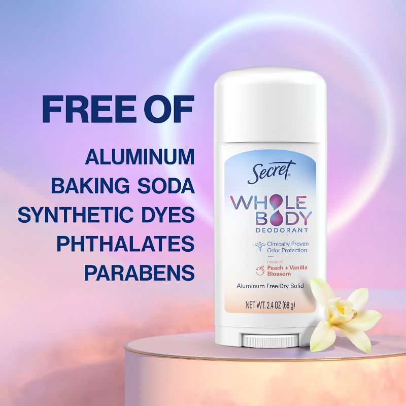 Secret Whole Body Stick Aluminum Free Deodorant for Women - Peach &#38; Vanilla - 2.4oz, 5 of 15