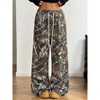 Women's Wide Camo Pants Sweatpants Elastic Waist Drawstring Loose Pants with Pockets - 4 of 4