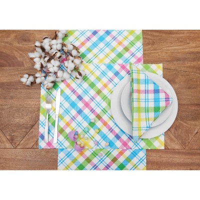 Spring Blossom Multicolor Cotton Plaid Napkin Set of 6