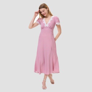 strapless open back dress Pink Open Back Midi Dress with Long Sleeve L / Black main image 0