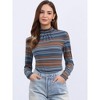 Allegra K Women's Turtleneck Long Sleeve Stretch Slim Plaid Casual Blouse - 2 of 4