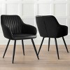 Set of 2 Modern Dining Chairs with Armrests, Upholstered Chairs with Back and Black Metal Legs for Kitchen or Dining Room-Maison Boucle - 2 of 4
