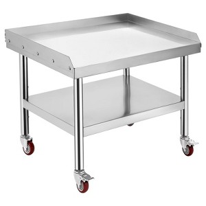 Equipment Grill Stand Table|Stainless Steel -1000 lbs Top Shelf, 220 lbs Bottom Shelf|Adjustable Legs with 2"Edge Baffle|Ideal for Kitchens - 1 of 4
