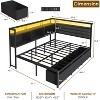 Furnulem Full Size Bed Frame with Headboard and Storage Drawers Full Metal Platform Corner Bed Frame with Charging Station and LED Lights - 2 of 4