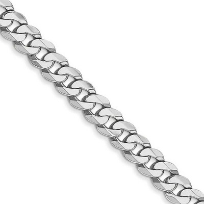 Black Bow Jewelry 5mm, 14K White Gold, Solid Miami Cuban (Curb) Chain Bracelet