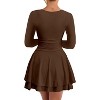 Long Sleeve Corset Mini Dress with Square Neck & Ruffle Hem, Ruched Waist Party Dress for Night Out, Cocktail, Dinner Date Coffee - 2 of 4