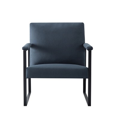Vynxaria Blue/Dark Gray/ Yellow Accent Chair for One + Double, Metal Armrests & Foam Padding, Ideal for Living, Bedroom, Study Areas