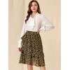 INSPIRE CHIC Women's Floral Layered Elastic Waist Chiffon Ruffle Midi Skirt - 4 of 4
