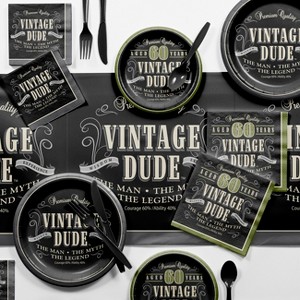 Vintage Dude 60th Birthday Party Supplies Kit - 1 of 4