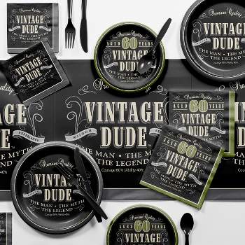 Vintage Dude 60th Birthday Party Supplies Kit