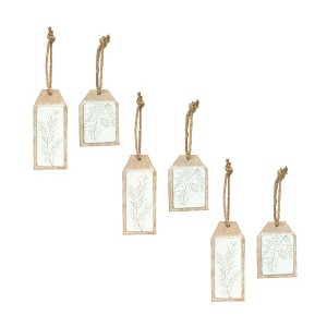 Pine Branch Tag Ornament Set – Rustic Wood Design Resin Christmas Ornaments, Set of 6 By Melrose - 1 of 4