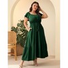 Whizmax Women Plus Size Boho Maxi Dress Short Sleeves High Waist Ruffle Casual Summer Dress with Pockets - 3 of 4
